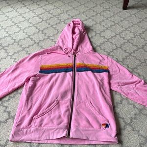 5 Stripe Neon Pink Aviator Nation Zip Up